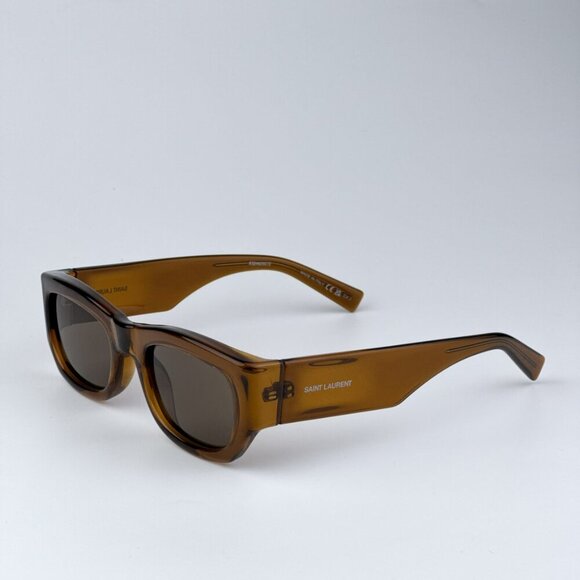 Saint Laurent SL713 003 BRAND NEW Sunglasses Transparent Brown Rectangle Unisex - Picture 5 of 10